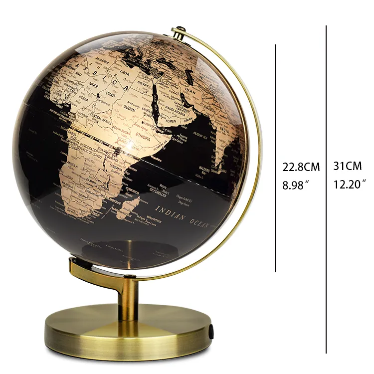 22.8cm Artistic Globe with a Golden Metallic Finish detail view 1